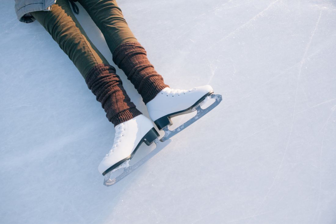 Ice skates on ice.