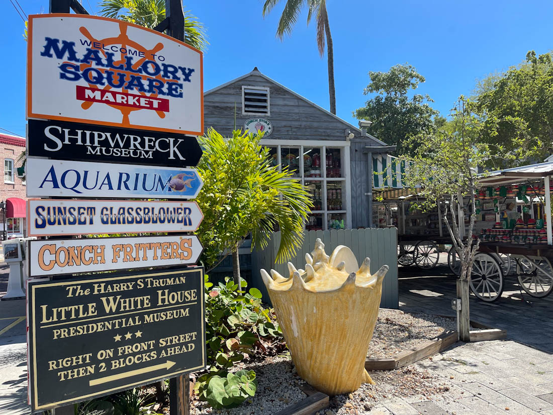 Mallory Square Market signs for shops Key West Florida 