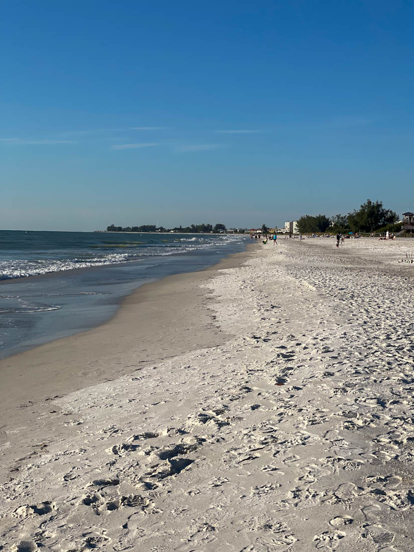 Sand and Gulf Ocean at Manatee Beach in Holmes Beach of Anna Maria Island, Florida