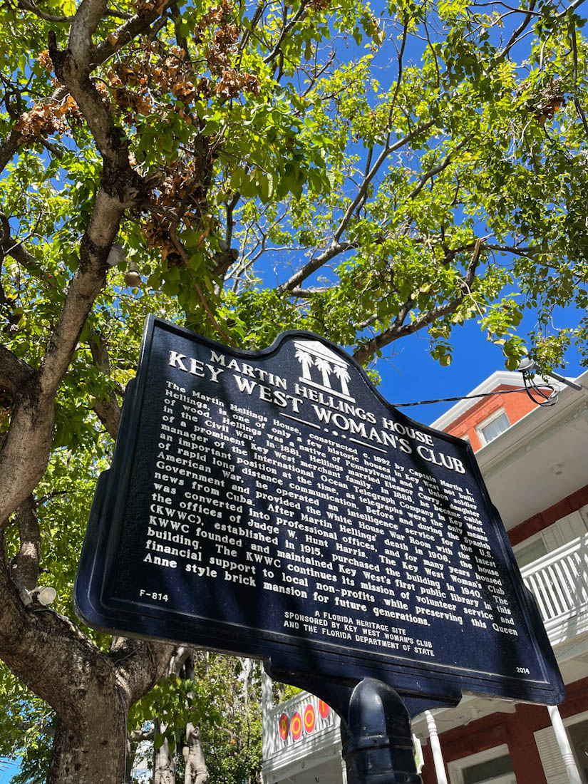 Martin Hellings House Key West Womens Club sign Florida