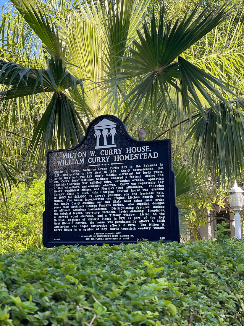 Sign saying Milton Curry House Key West