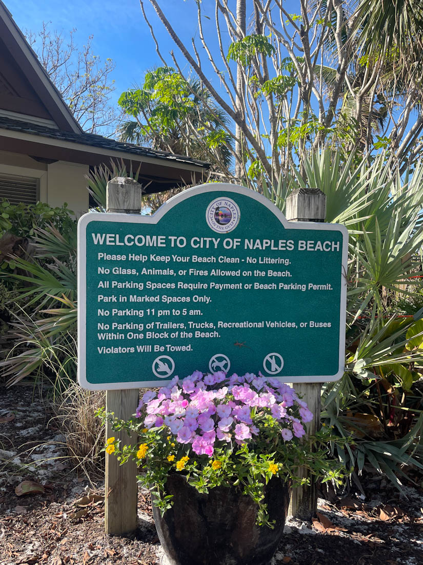 Naples Beach info sign in Florida