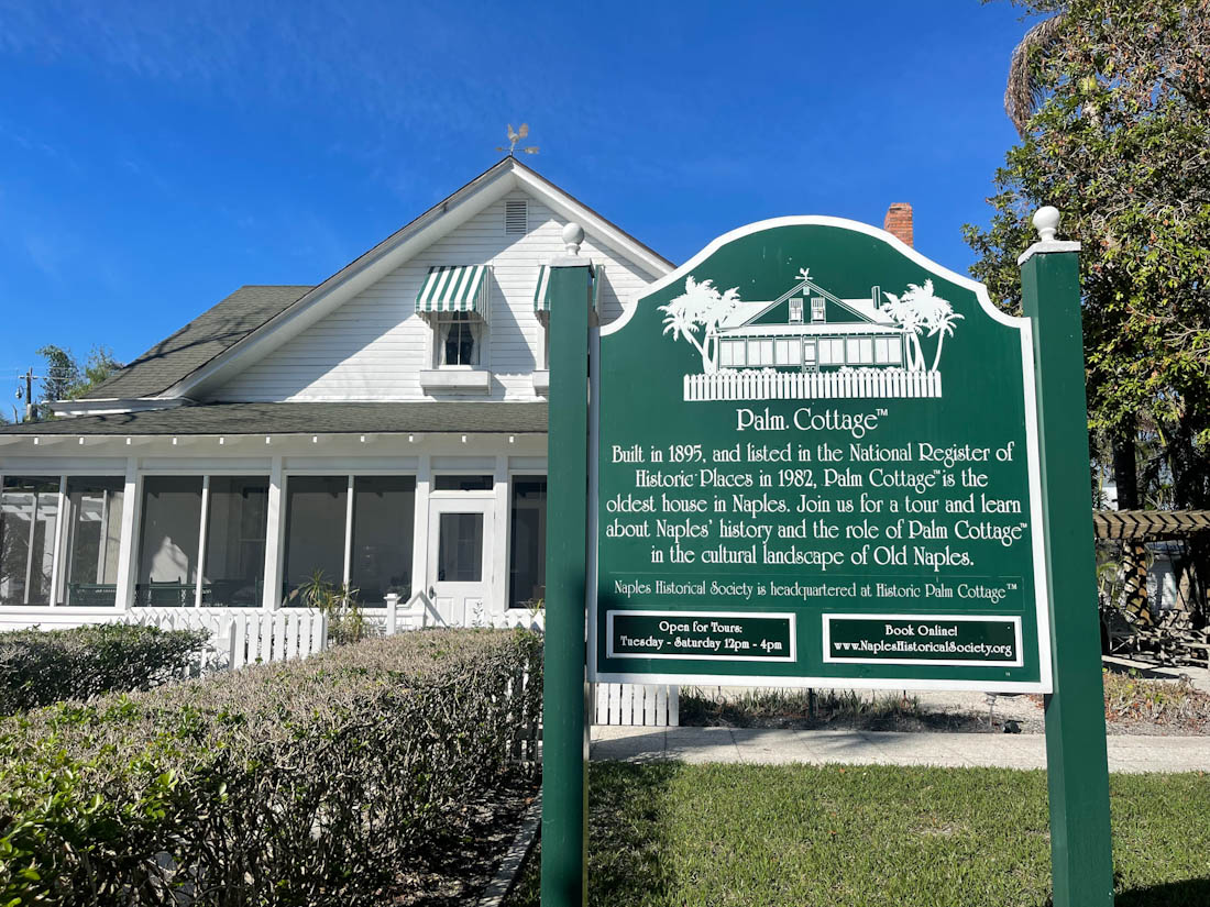 Historic Palm Cottage info sign in Naples Florida