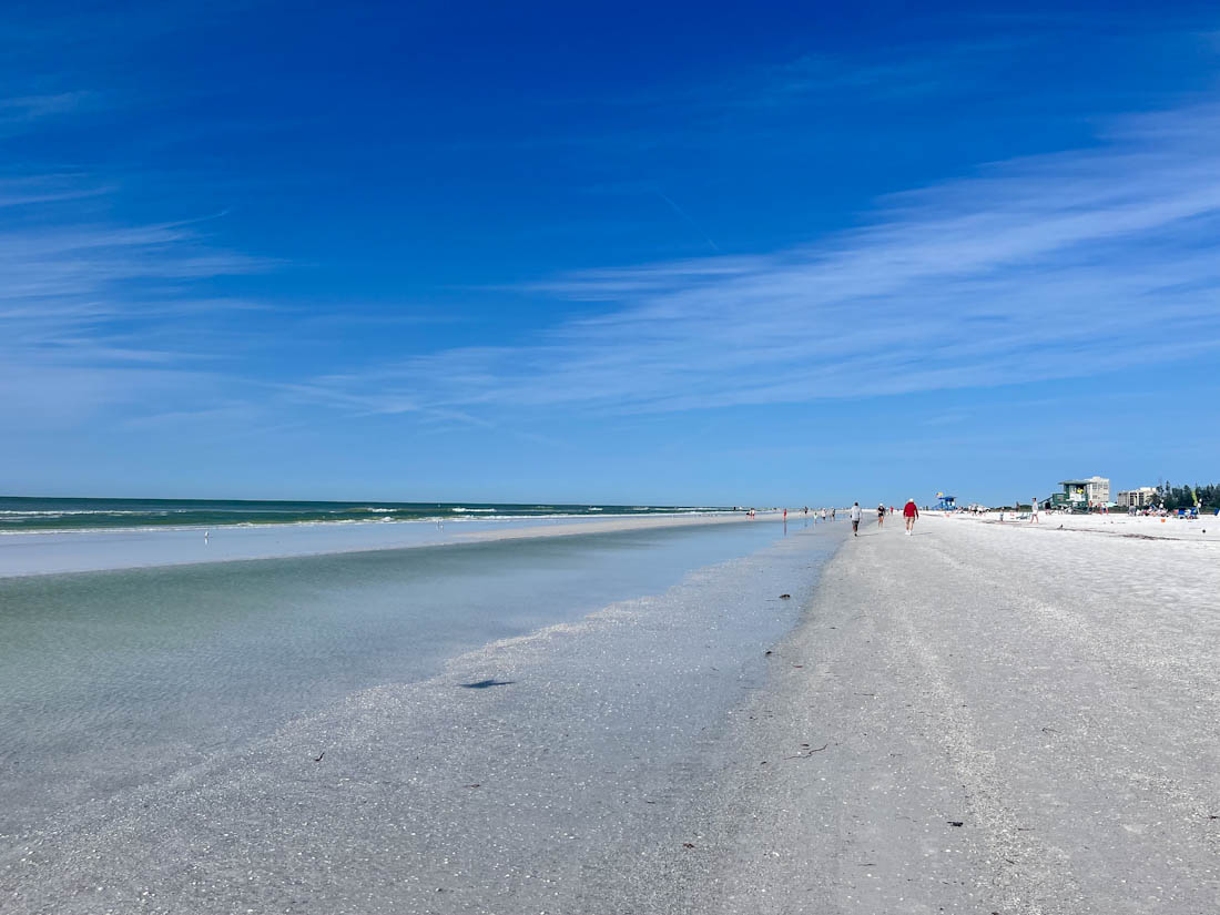 Long stretch of sand at Siesta Beach, Siesta Key in Florida