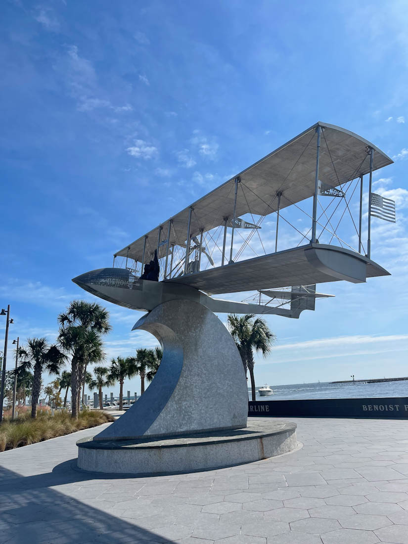 World's First Airline Monument plane monument on St Pete Pier Florida