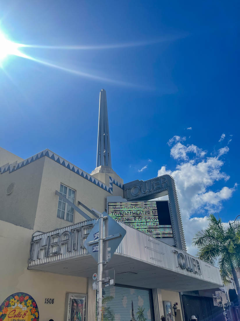 Tower Theatre in blue sky Little Havana Miami Florida