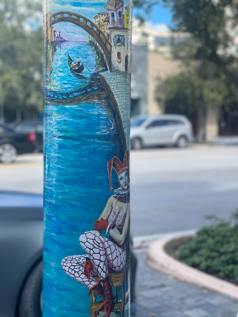 Venetian Mooring Pole close up Coral Gables Miami 