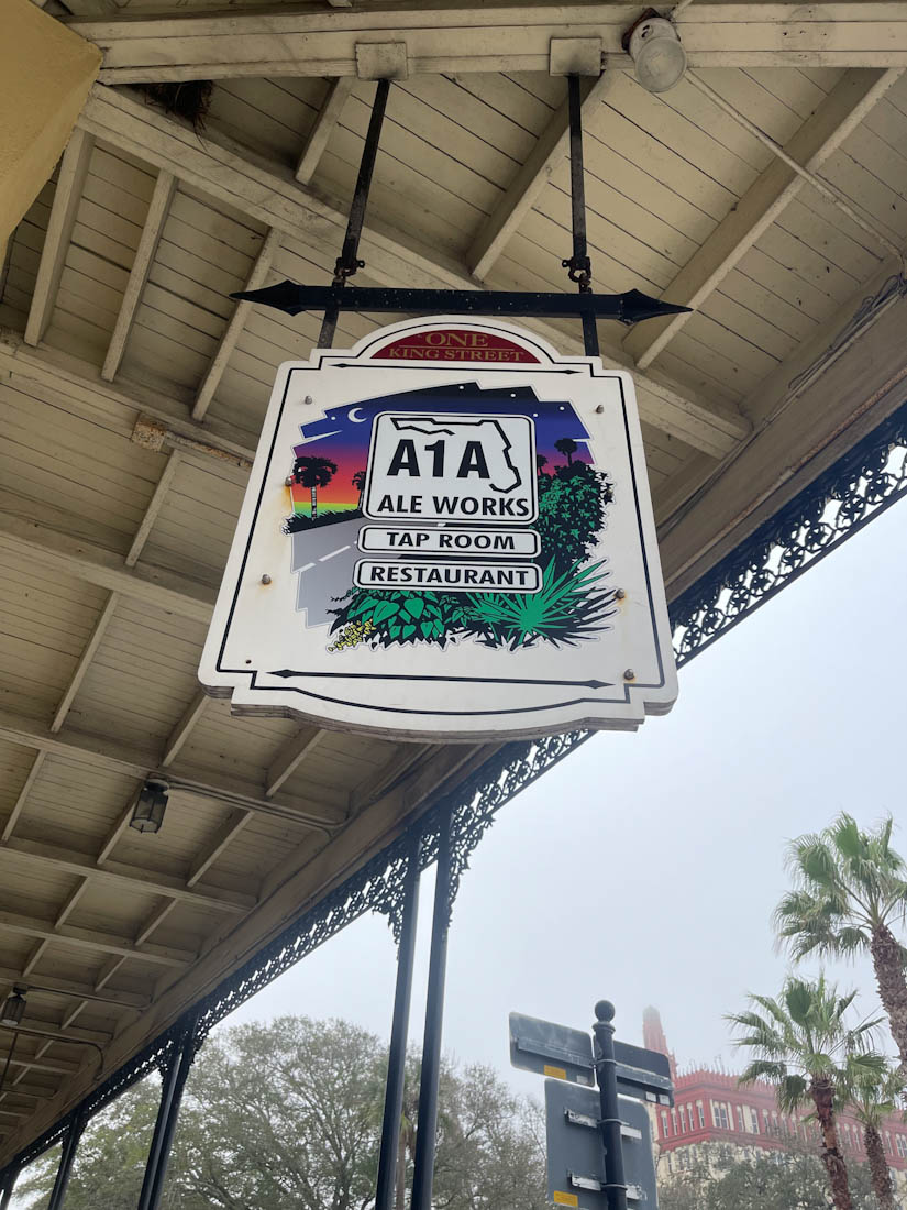 Sign for A1A Ale Works Tap Room in St Augustine in Florida