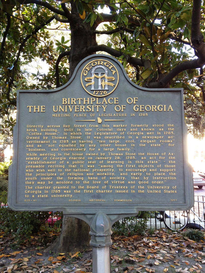 Birthplace of the University of Georgia Placard in Savannah