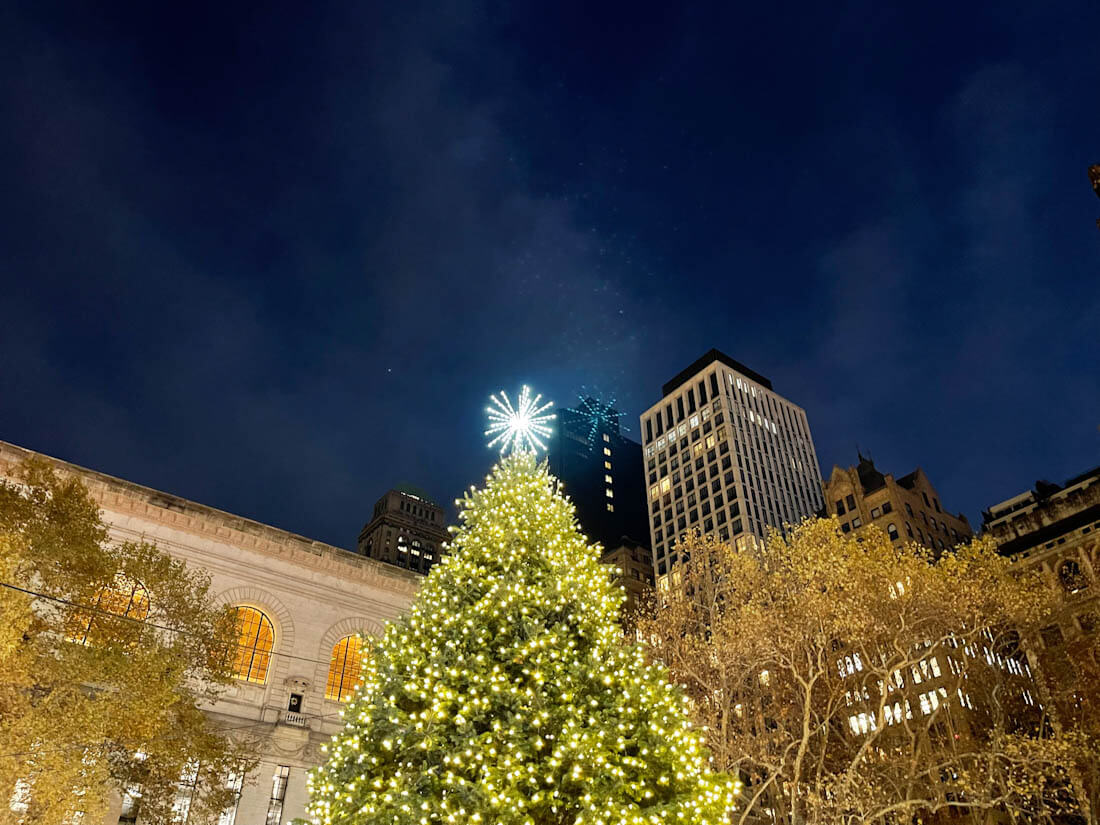 Bryant Park Christmas tree NYC New York