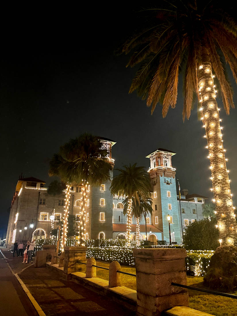 Casa Monica night all lit up for Night of Lights in St Augustine Florida