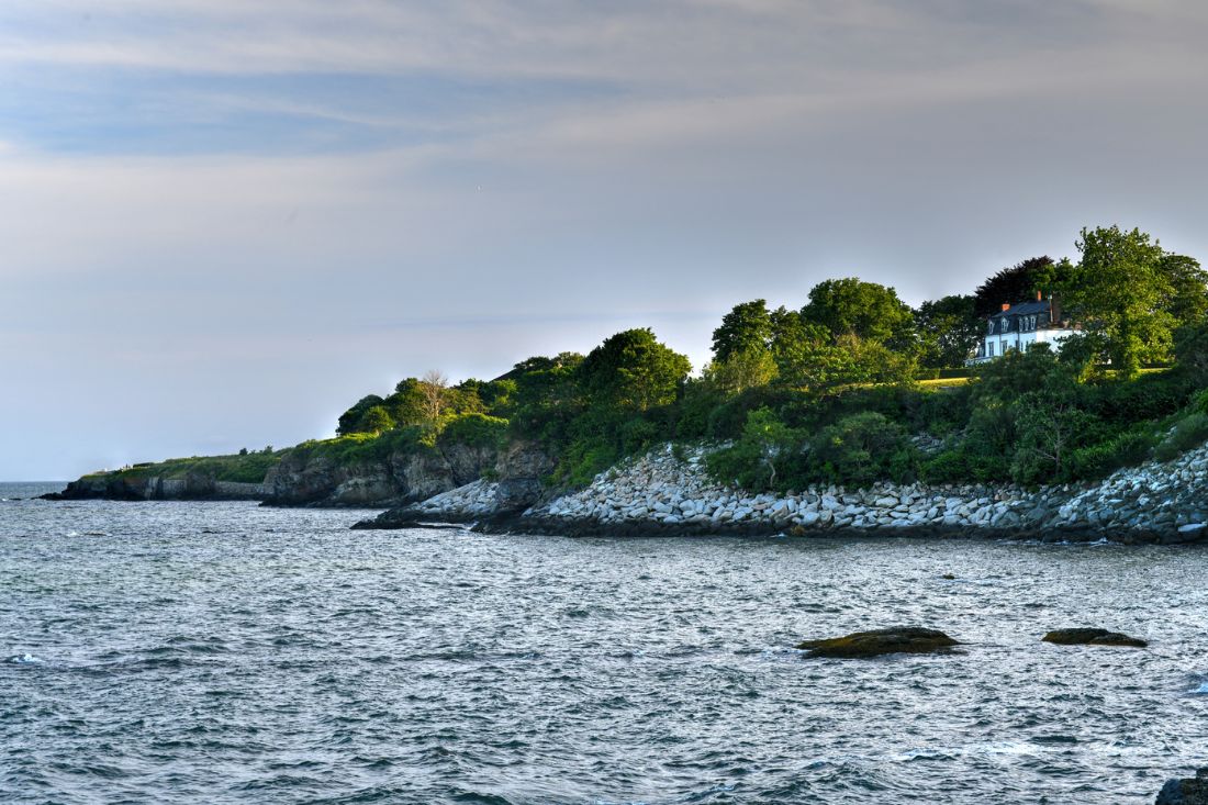 Cliffwalk in Newport, RI with views of the ocean.