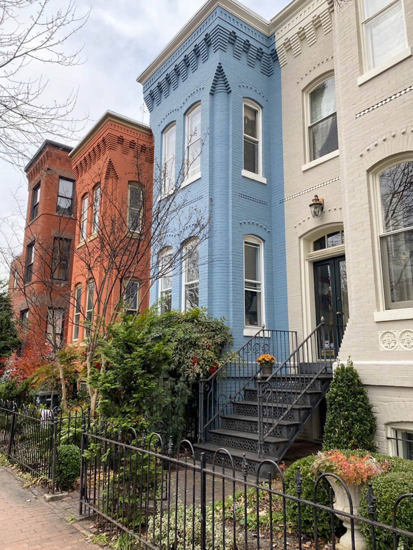 Colorful row houses near Eastern Market in Washington DC