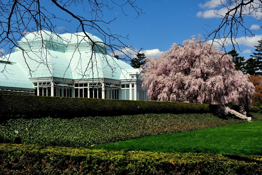 Enid Haupt Conservatory at New York Botanical Garden in Spring