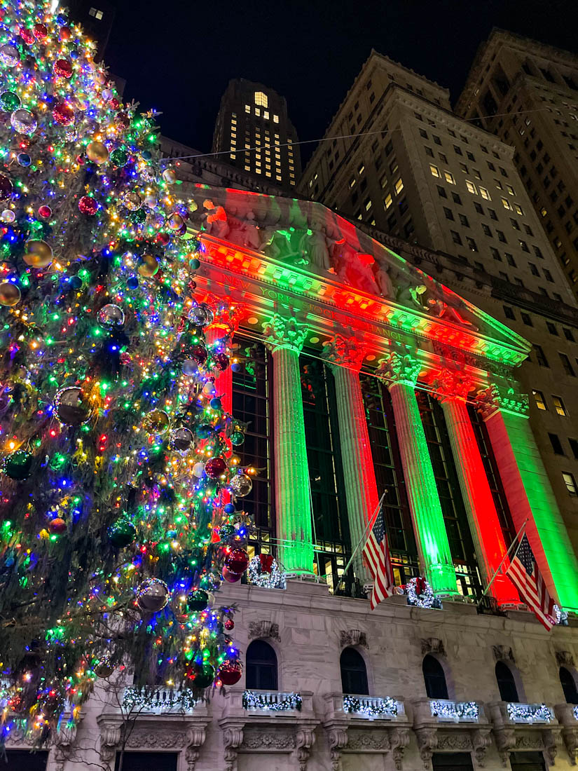 New York Stock Exchange Christmas lights Christmas tree 