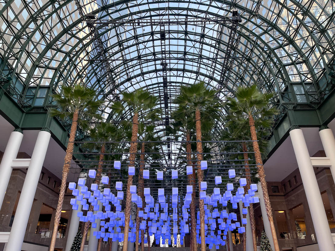 Palm trees Luminaries at Brookfield Place Winter Garden NYC 