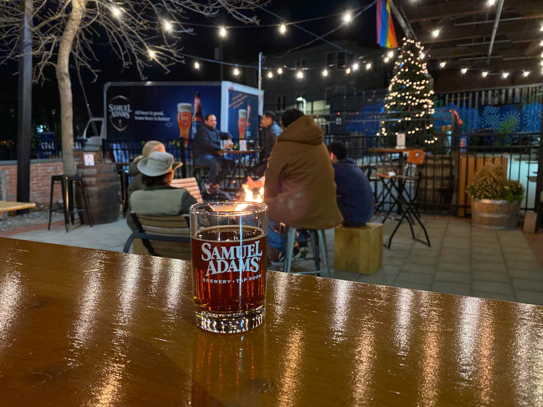 Sam Adams Brewery during Christmastime in Jamaica Plain, Boston, Massachusetts.