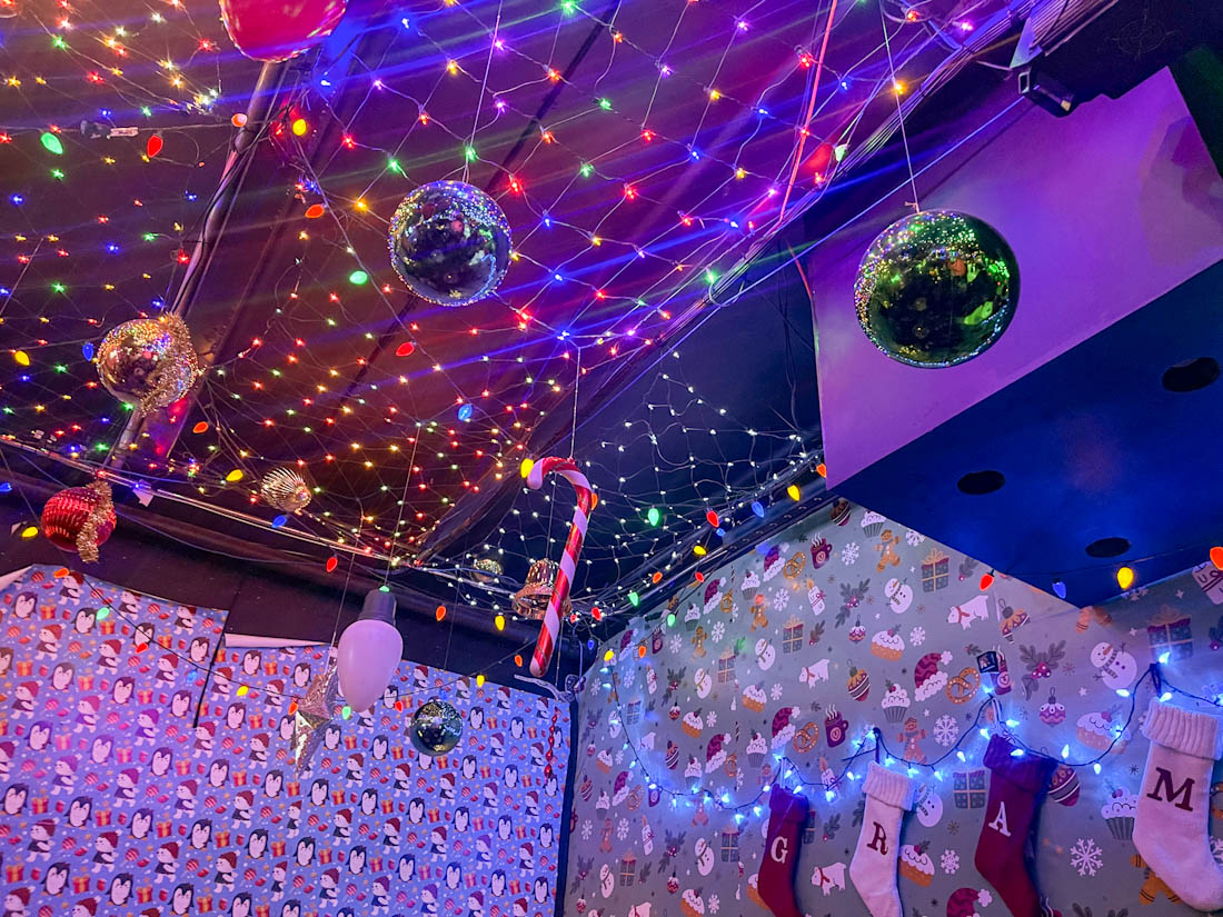 Gramps Christmas pop up room with decor in Wynwood Miami