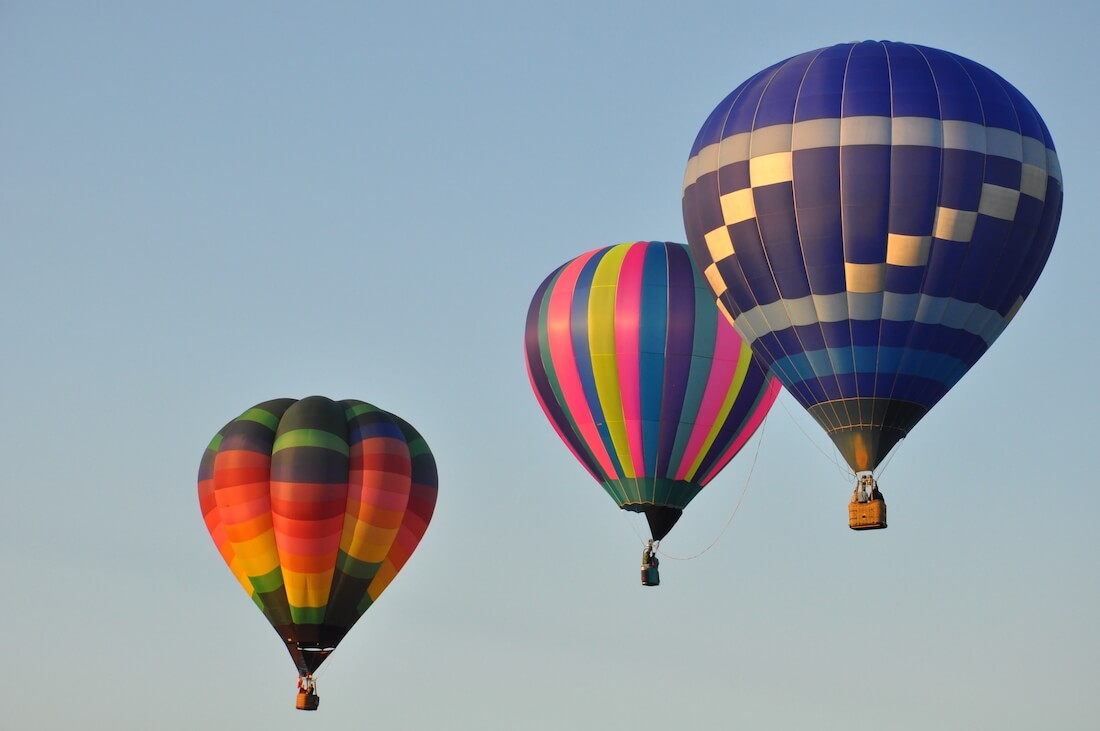 Hot air balloons in flight