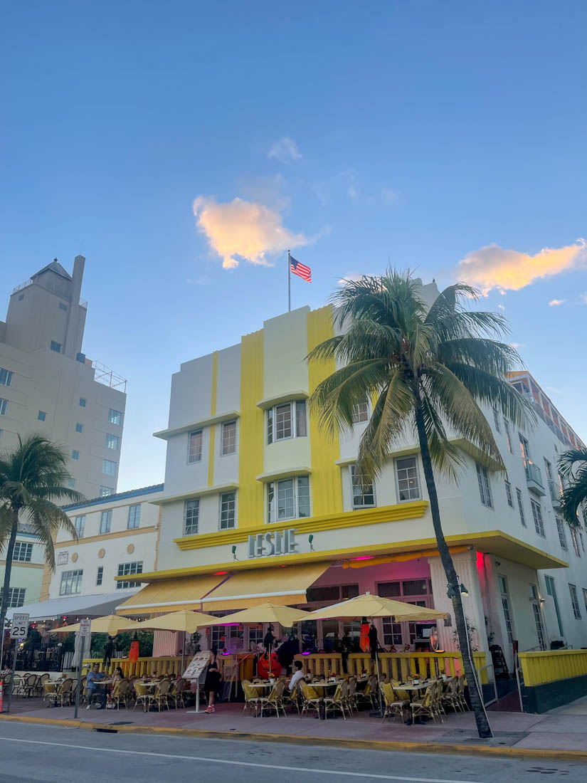 Yellow painted Leslie Hotel Ocean Drive South Beach Miami Beach Florida