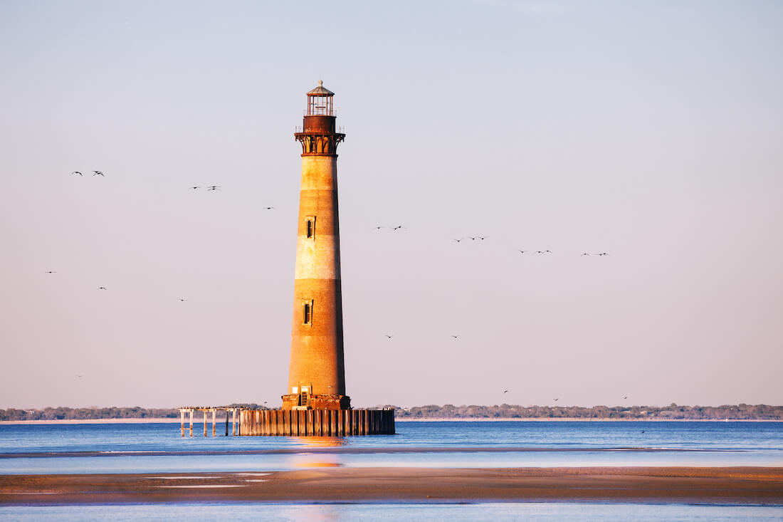 Morris Island Lighthouse at sunrise, South Carolina