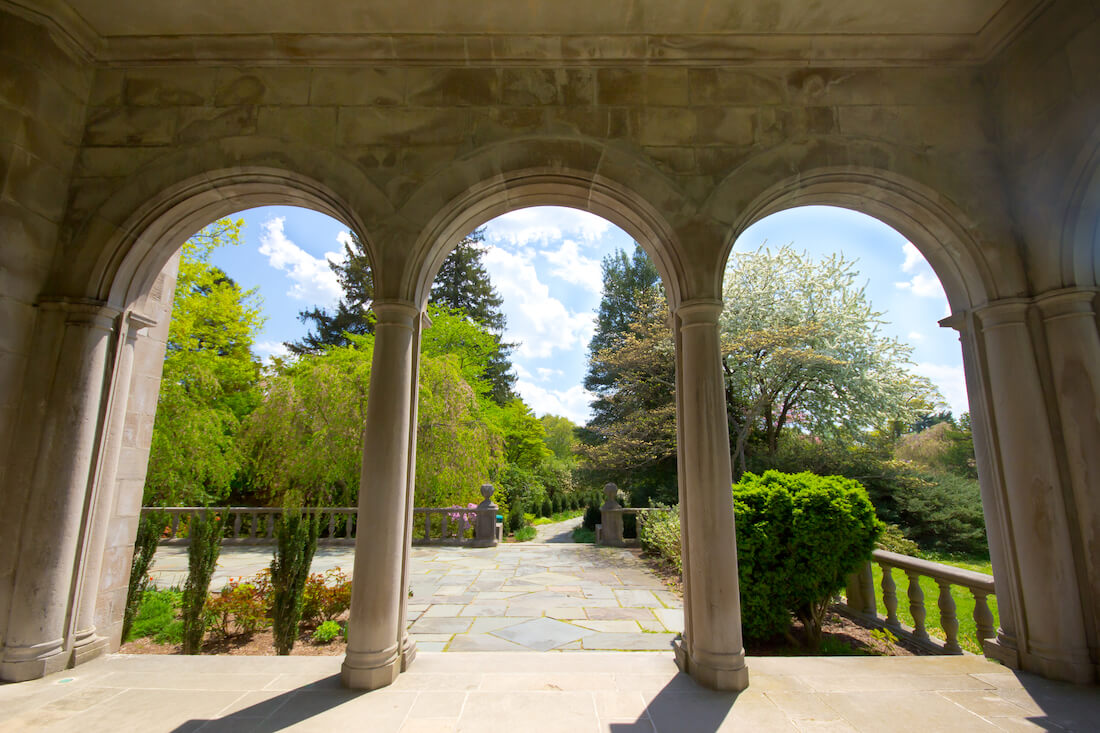 Portico at the Planting Fields Estate on Long Island in New York