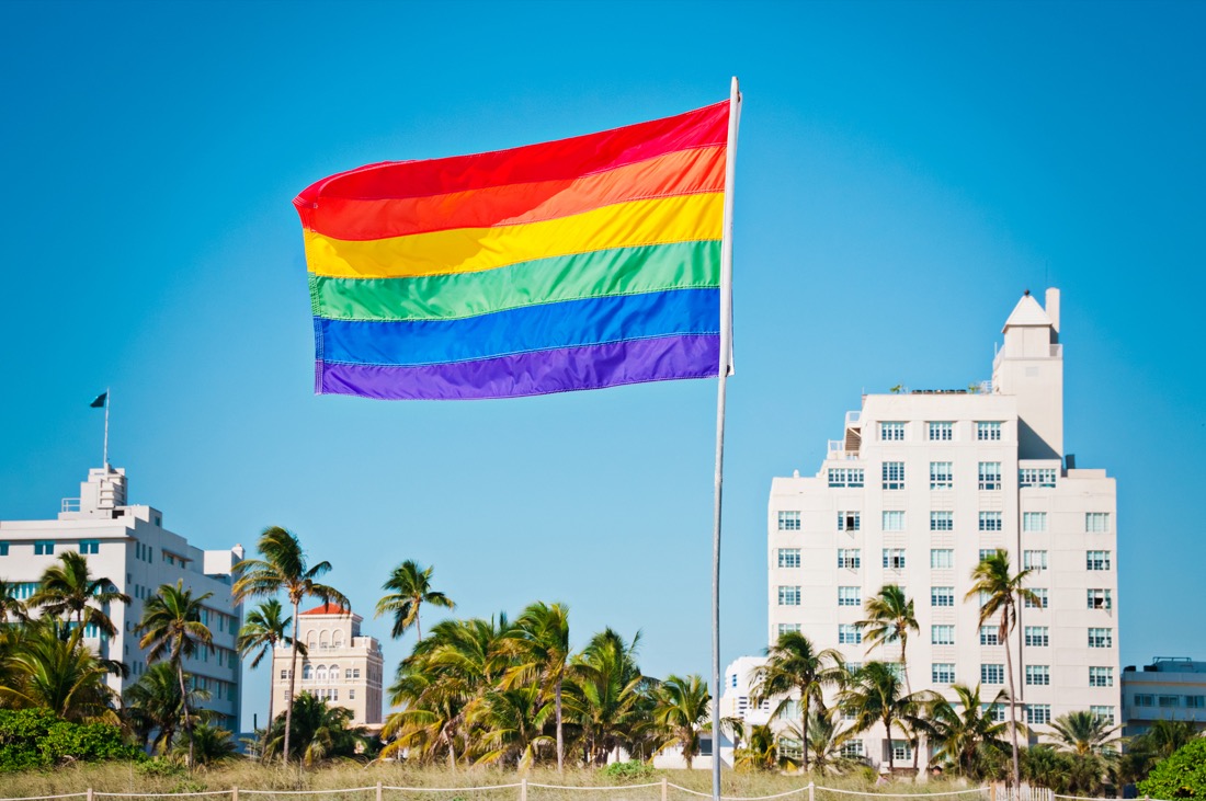 Rainbow flag Pride Miami  Beach Florida