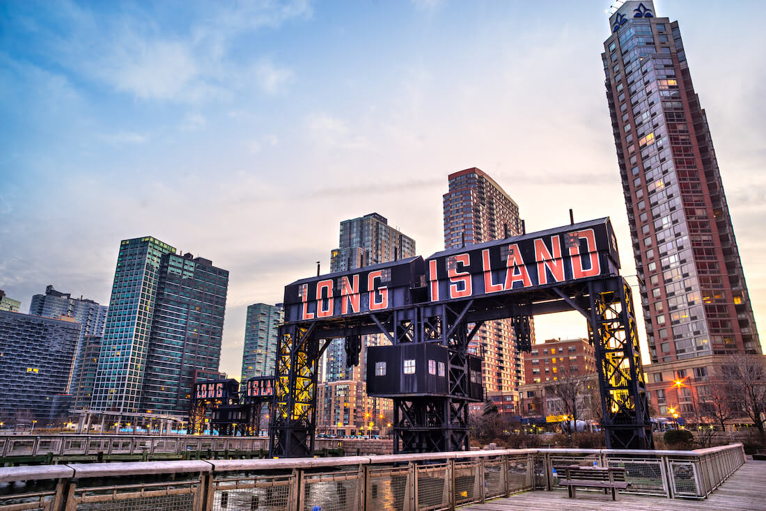 Sign for Long Island as you leave New York City