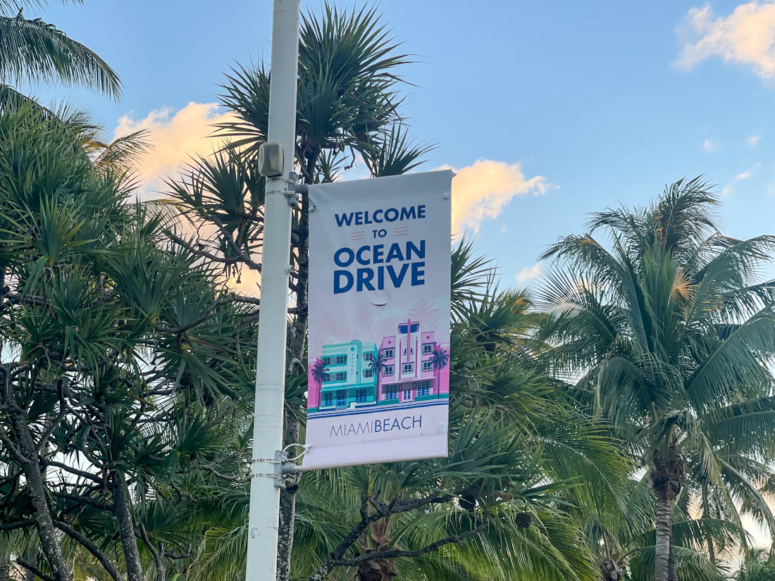 Welcome to Ocean Drive sign South Beach Miami Beach in Florida