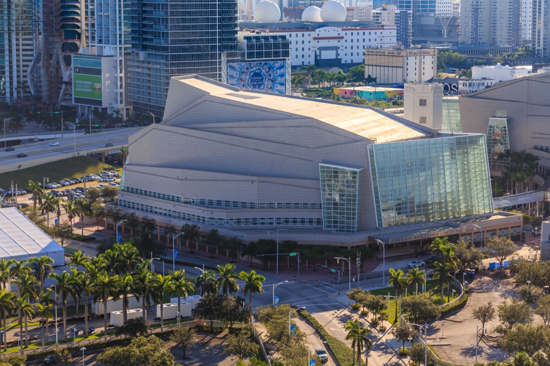 Sky view over Adrienne Arsht Center for the Performing Arts in Miami