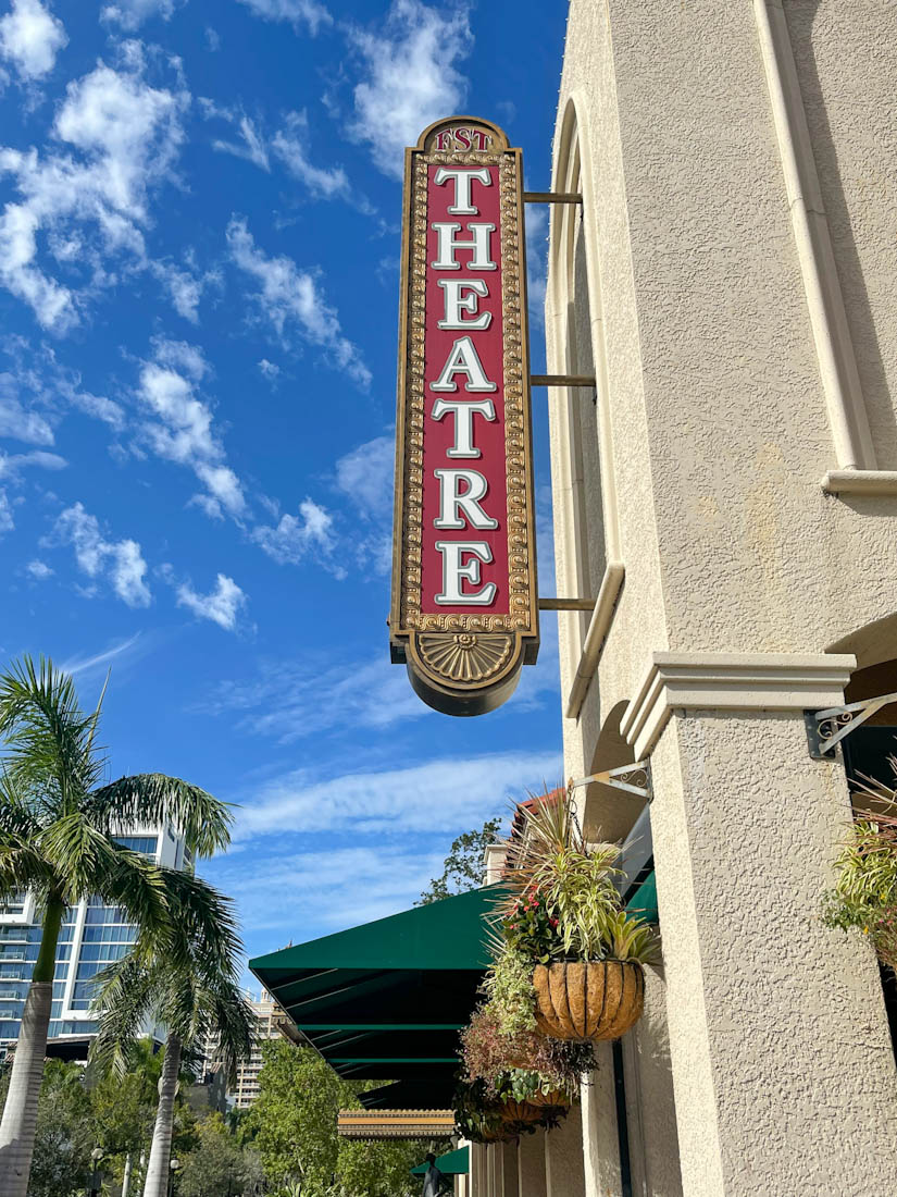 Vintage theatre sign at Florida Studio Theatre in Sarasota Florida