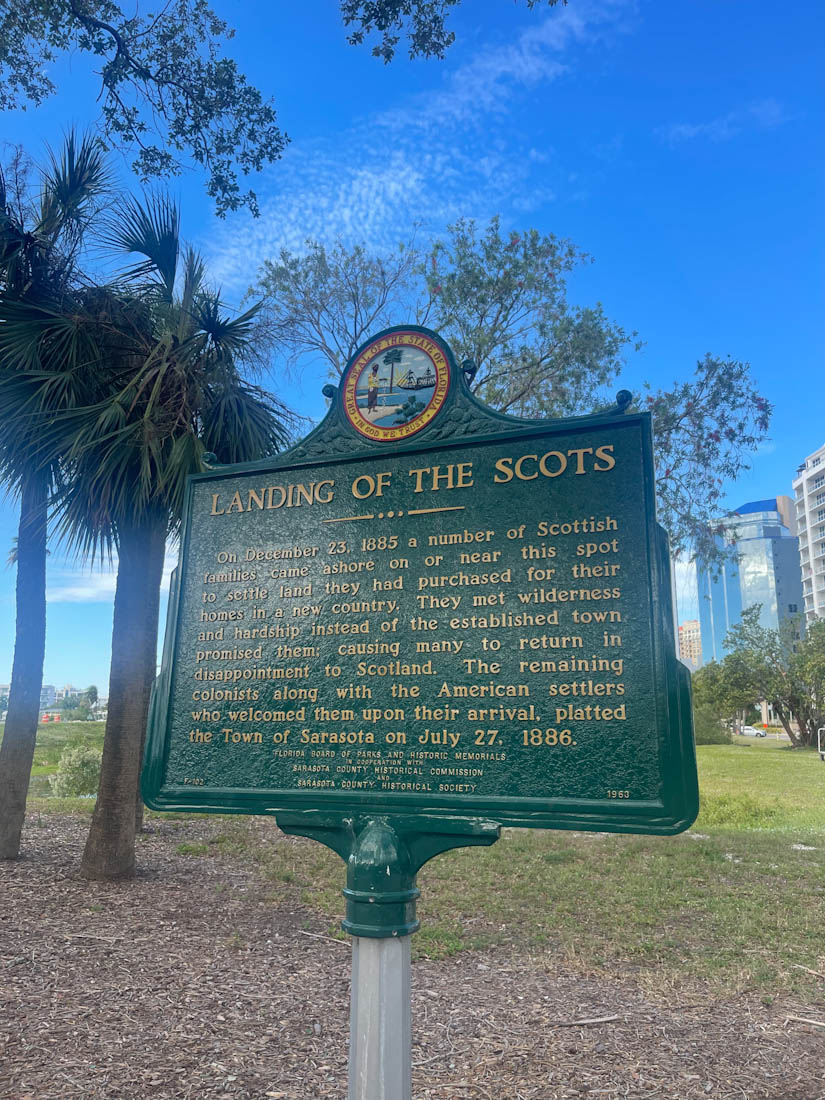 Green Landing of Scots sign in Sarasota Florida