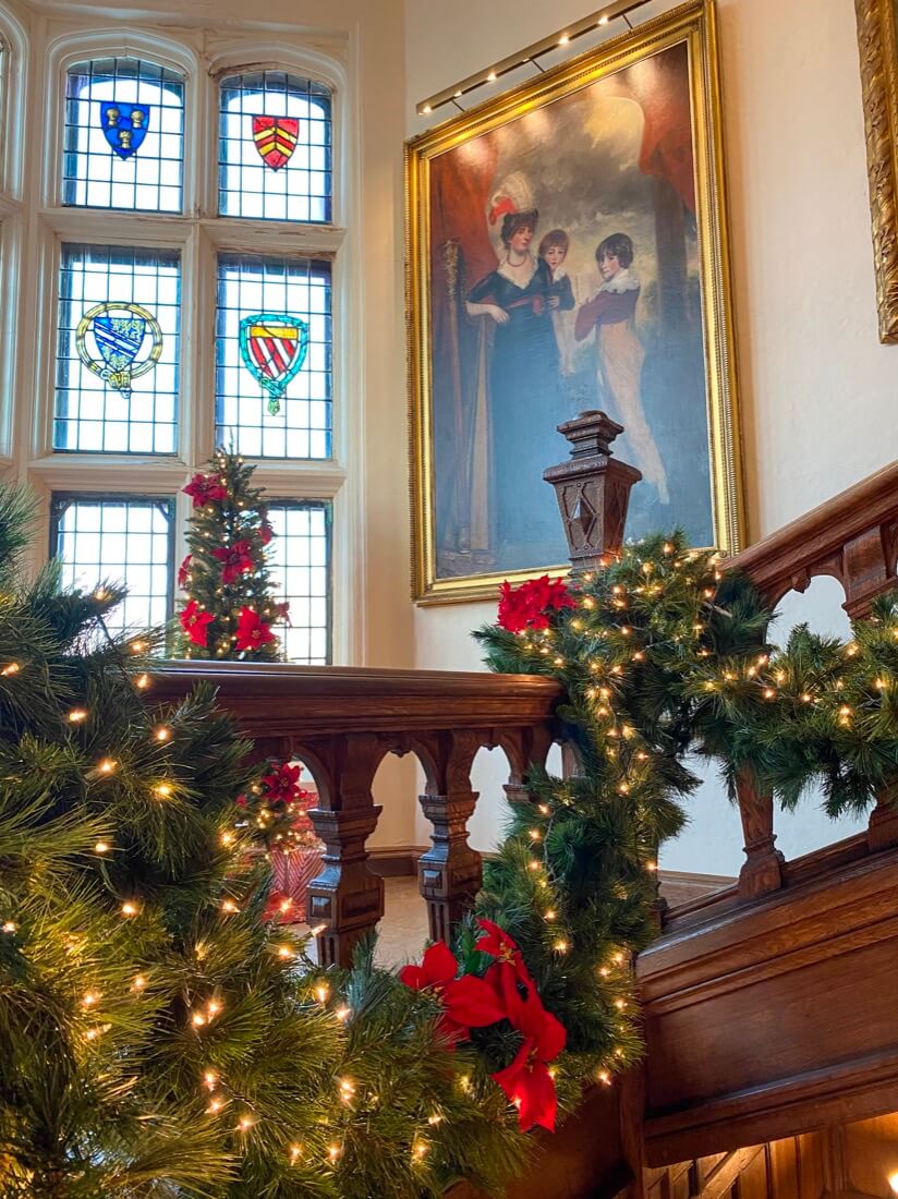 Portrait and Christmas decorations at Rough Point mansion in Newport Rhode Island