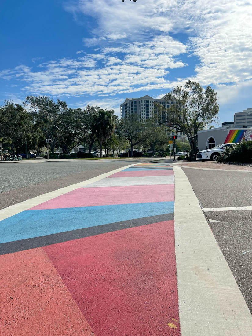 Colorful Pride Rainbow crosswalk by Joey Salamon Sarasota in Florida