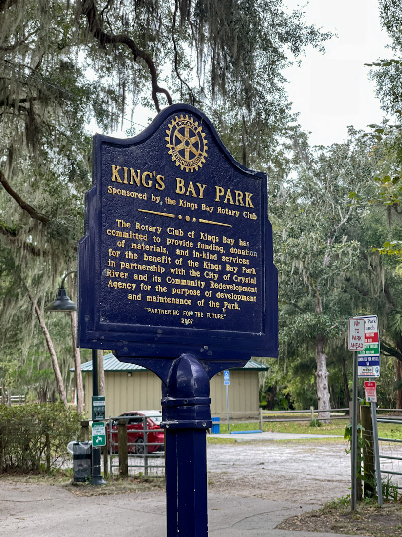 Kings Bay Park sign Crystal River at Florida