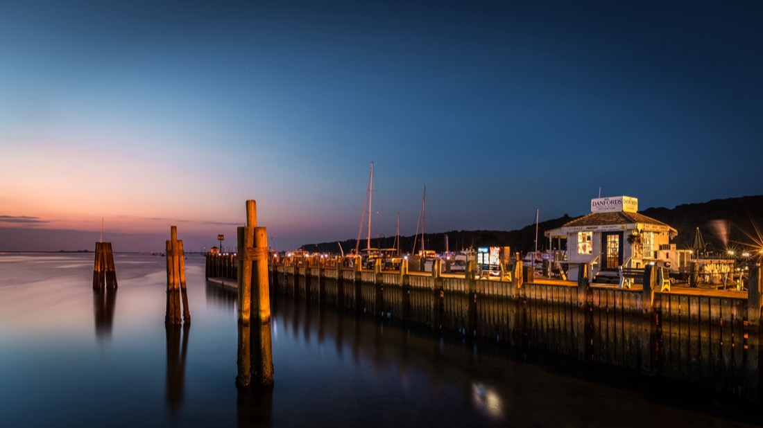 Port Jefferson, Long Island at night.