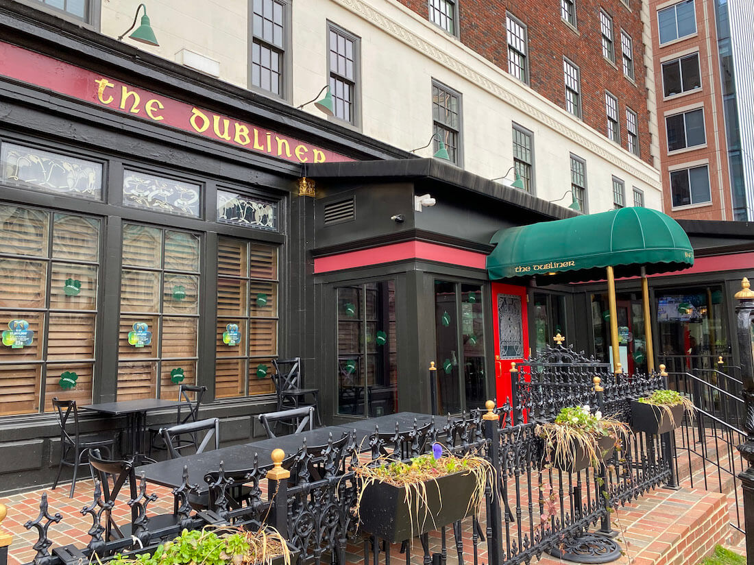 Front entry to The Dubliner Irish pub in Washington DC near Union Station