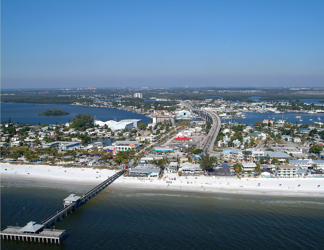 Aerial view of Fort Myers Beach in Florida