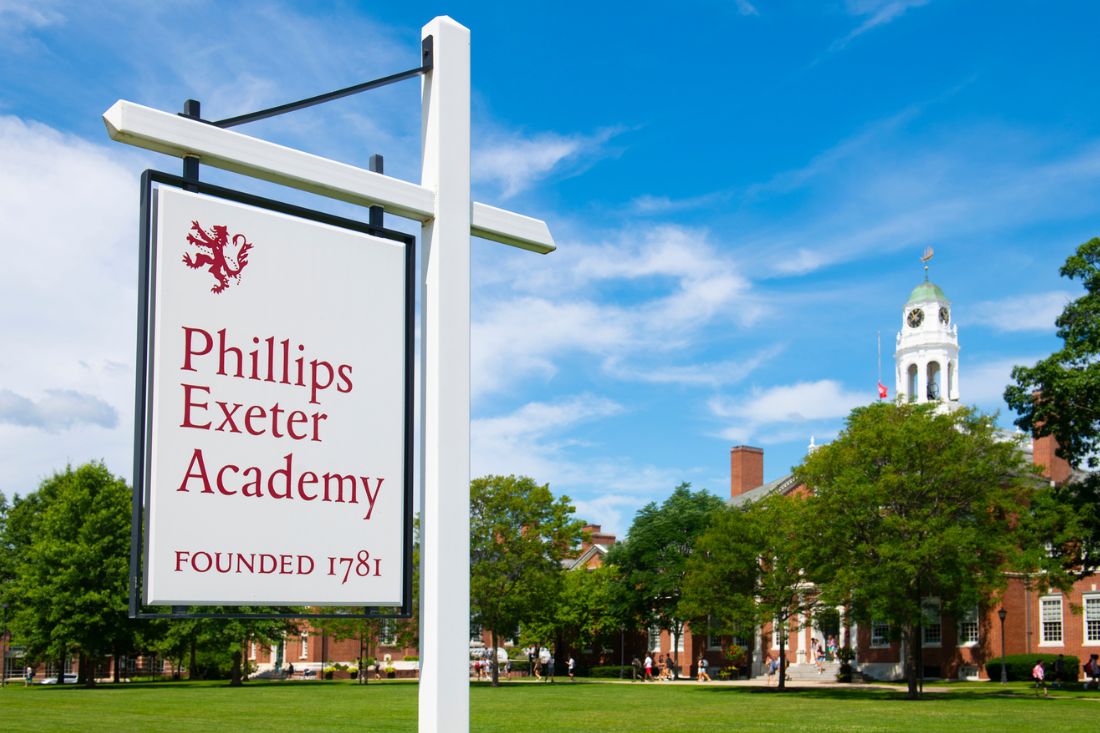 Signage of Phillips Exeter Academy in Exeter, New Hampshire.