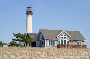 The Cape May Lighthouse from 1859 stands at the southernmost tip of New Jersey in the charming little resort of Cape May Point