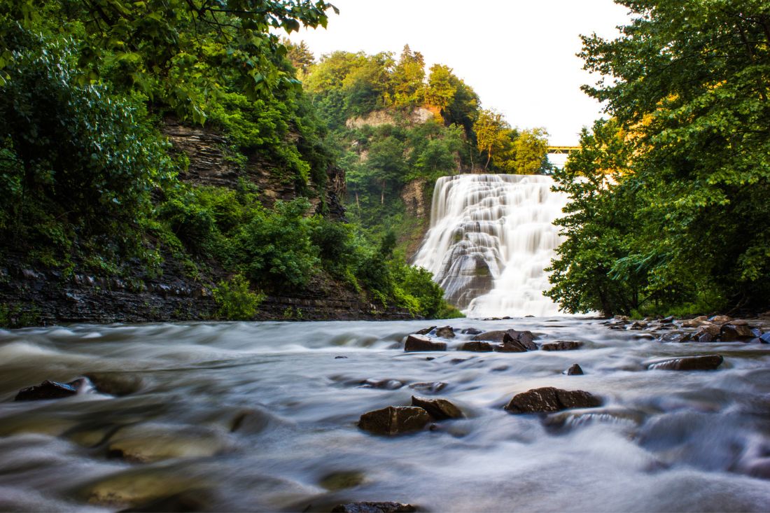 Scenic view of Ithaca Falls in Ithaca, NY.