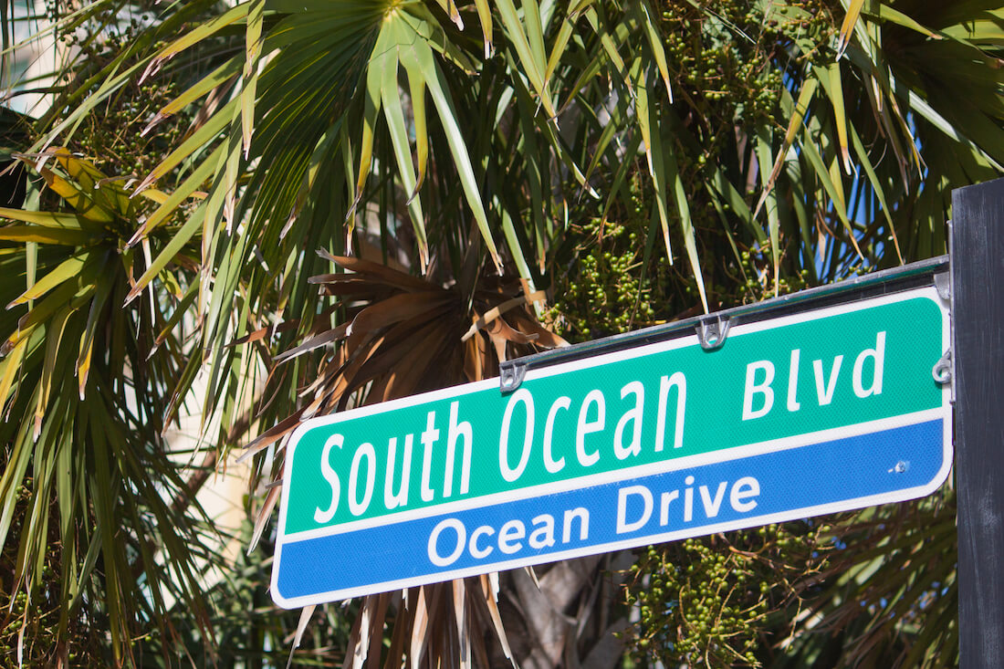 South Ocean Blvd sign Myrtle Beach South Carolina