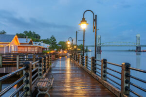 Wilmington Riverwalk at twilight