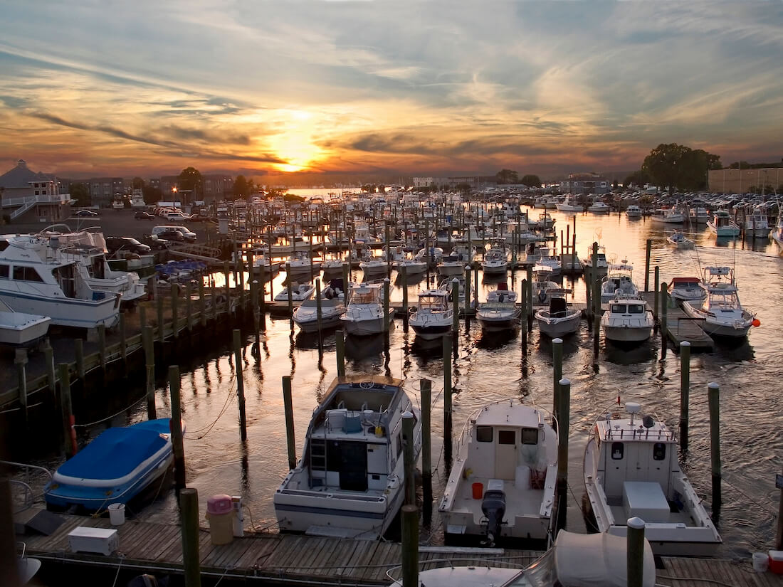Marina at sunset in Belmar New Jersey