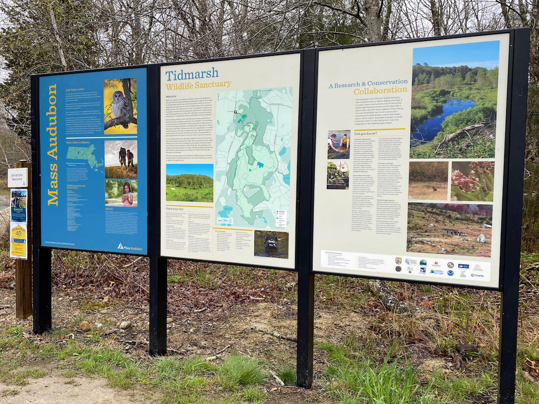 Tidmarsh Wildlife Sanctuary signs Plymouth Massachusetts