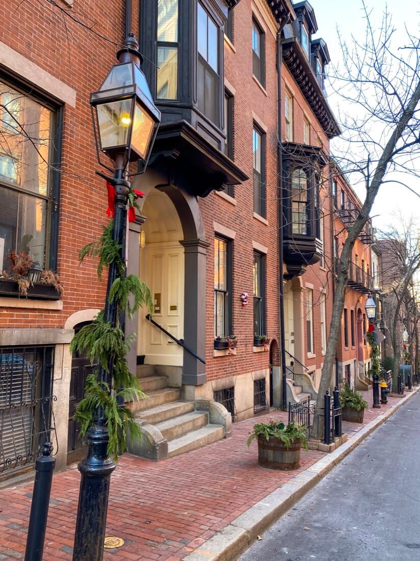 Beacon Hill neighborhood at Christmas in Boston Massachusetts