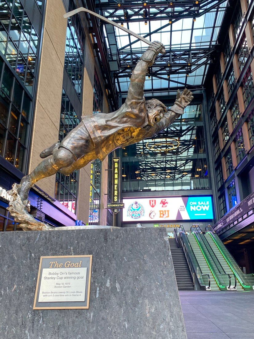 Bobby Orr statue at TD Garden Boston Massachusetts