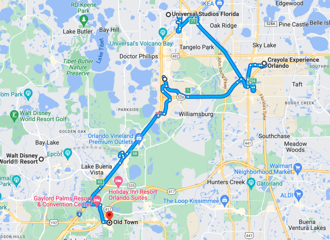 Central Florida Road Trip Map