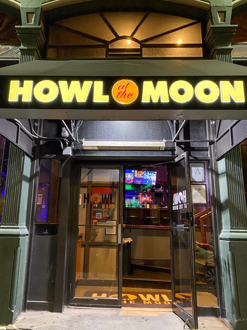 Entrance to Howl at the Moon Boston Massachusetts