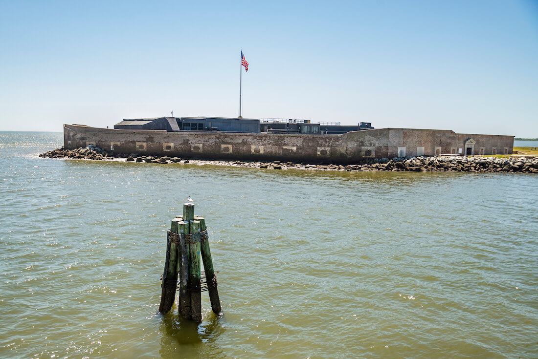 View of Fort Sumter National Monument in Charleston South Carolina from across the water